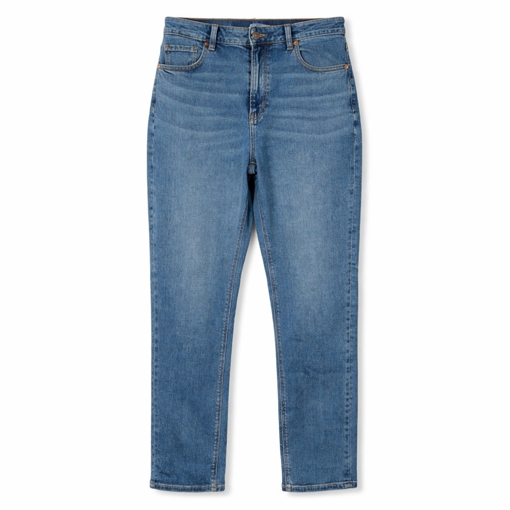 American Eagle High Rise Mom‎ Jeans Stretch Medium Wash 8 Long Slim Leg